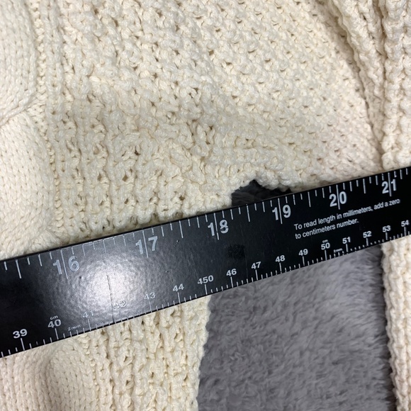 American Eagle Women’s Cable Knit Sweater XS White Green Stripe Cotton Blend - Picture 2 of 7